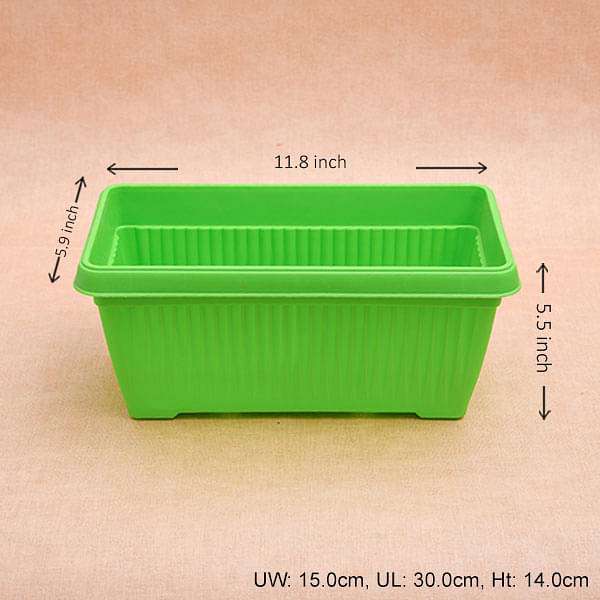 11.8 inch (30 cm) Bello Window Planter No. 30 Rectangle Plastic Pot (Green) (set of 6)