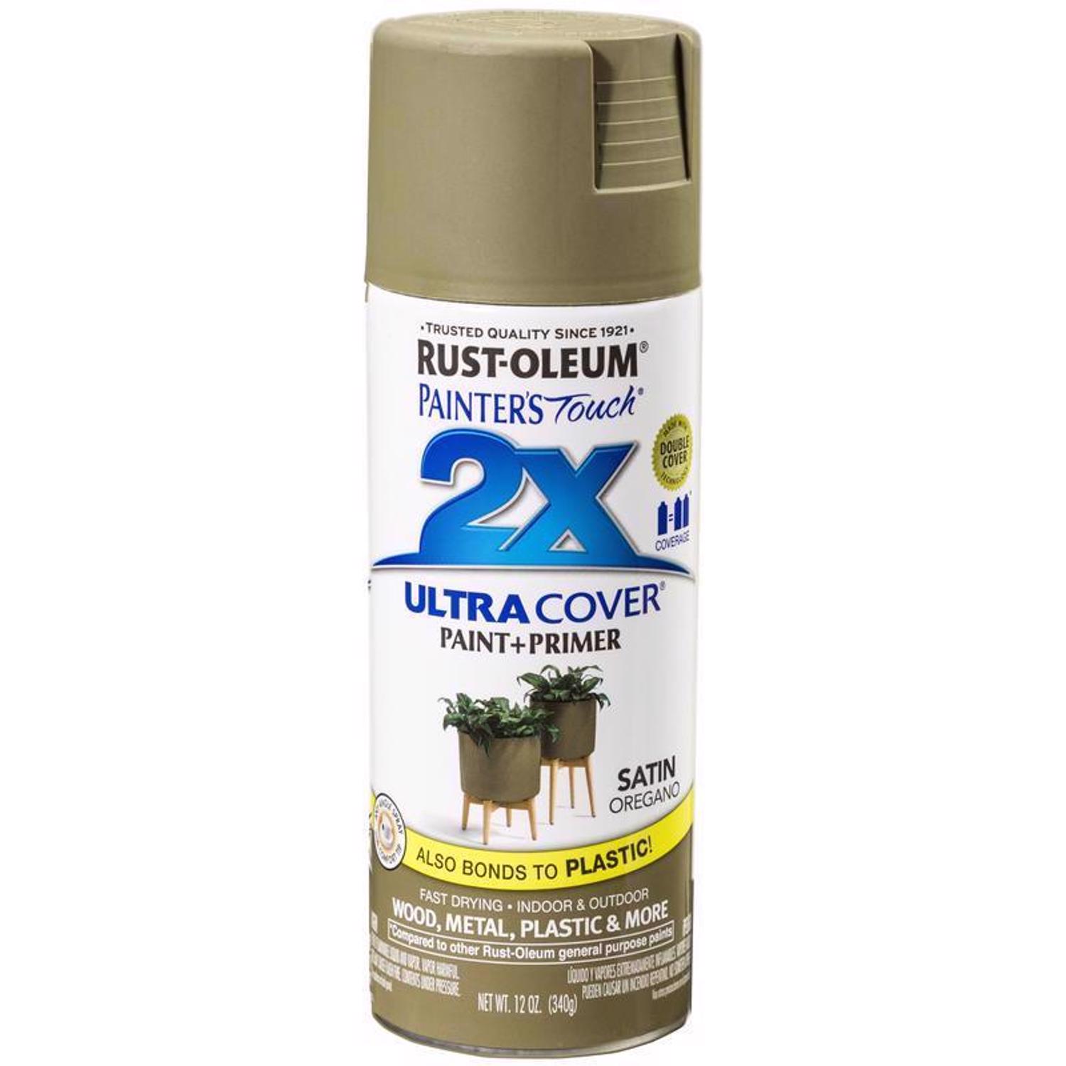 Rust-Oleum Painter\u0027s Touch 2X Ultra Cover Satin Oregano Paint+Primer Spray Paint 12 oz