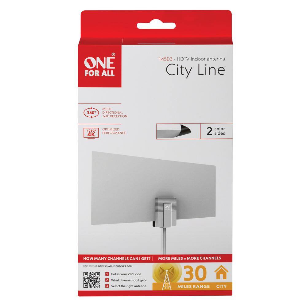 One For All 25 Mile Range Paper Thin Indoor Antenna 14503