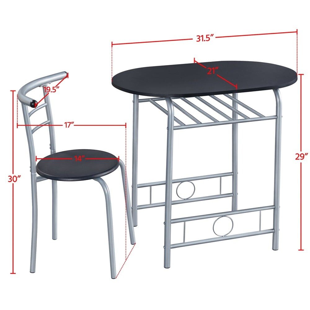 3PCS Round Dining Table Set with Storage Rack