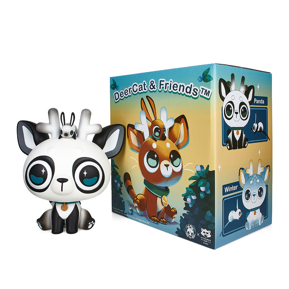 DeerCat & Friends™ Sitting DeerCat 7” Vinyl Art Figure by Amber Aki Huang – Exclusive Panda Edition (Limited Edition of 100)