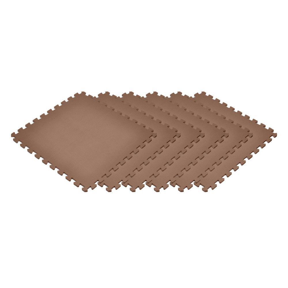 Norsk Brown 24 in. x 24 in. EVA Foam Non-Toxic Solid Color Interlocking Tiles (96 sq. ft. - 24 tiles) 241047_4