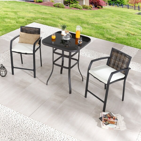 Patio Festival 2Person Bar Height Dining Set with Cushions