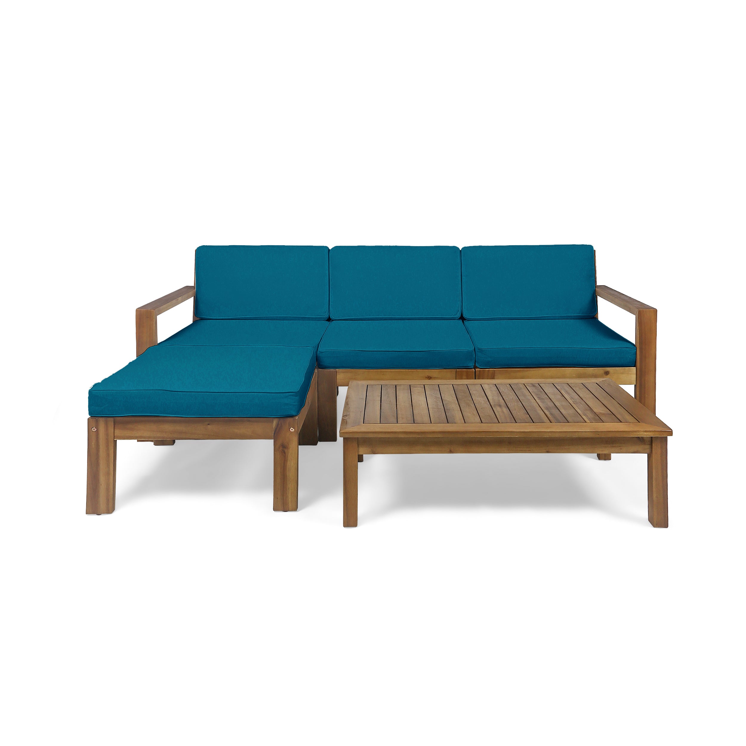 Makayla Ana Outdoor 3 Seater Acacia Wood Sofa Sectional with Cushions