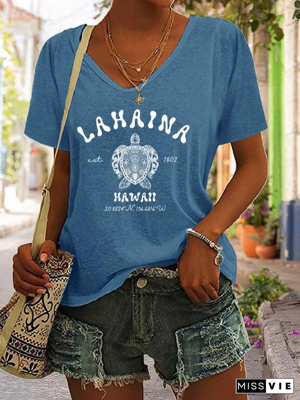 Women's Lahaina Strong Print Casual T-Shirt