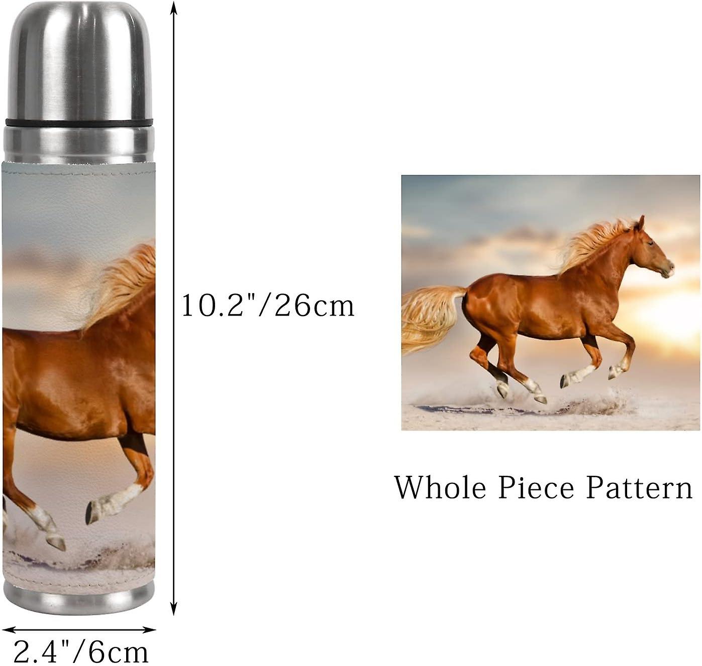 Insulated Mug Stainless Steel Water Bottle Horse Running With Sunset Vacuum Cup Travel Mug For School Office