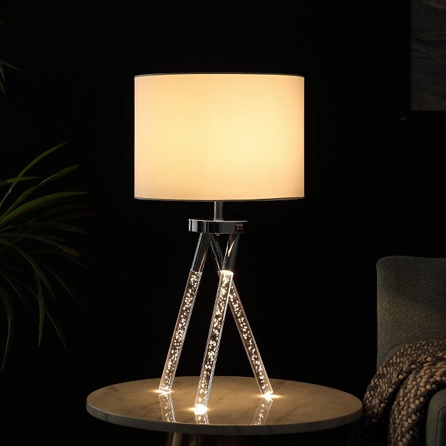 Mid century Birgit Led Acrylic Tapered Metal Table Lamp Silver Ore International