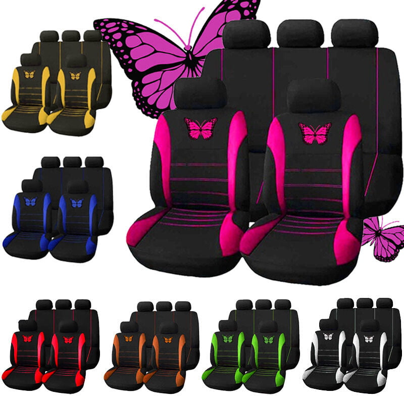 Butterfly Car Seat Covers Universal Car Seat Cover Car Seat Protection Covers Women Car Interior Accessories (Rose red)