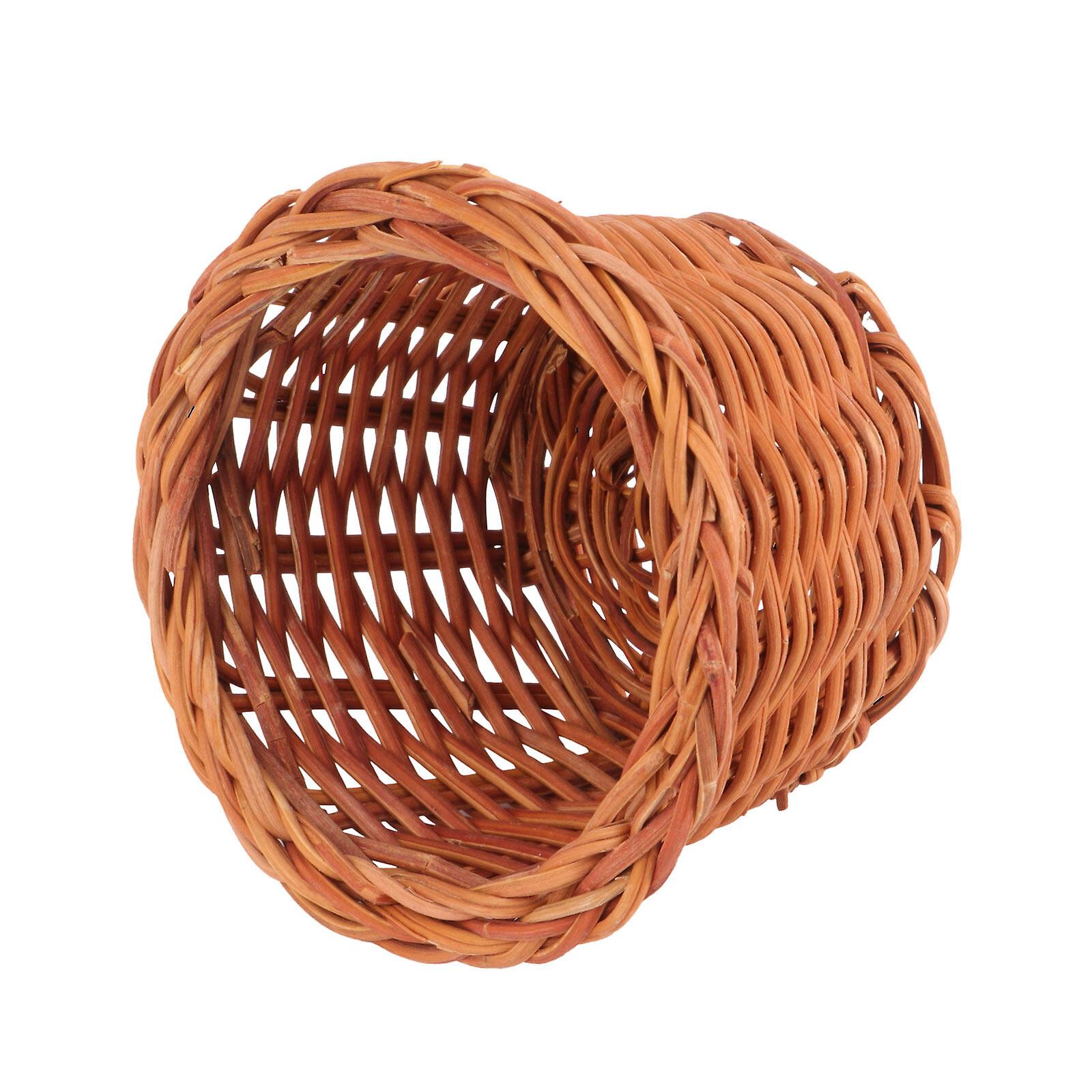 1pc 1/12 Mini House Braided Basket Model Mini Food Container Mini House Furniture Accessories (without Handle Brown)