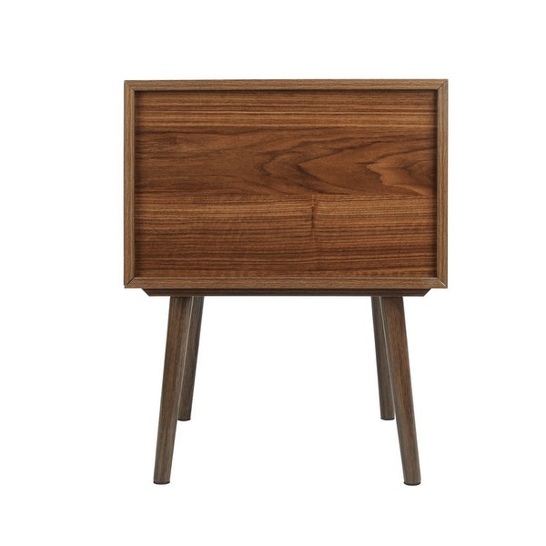 Natural Walnut 2-Drawer WoodandMDF End Table Side Table (18.9