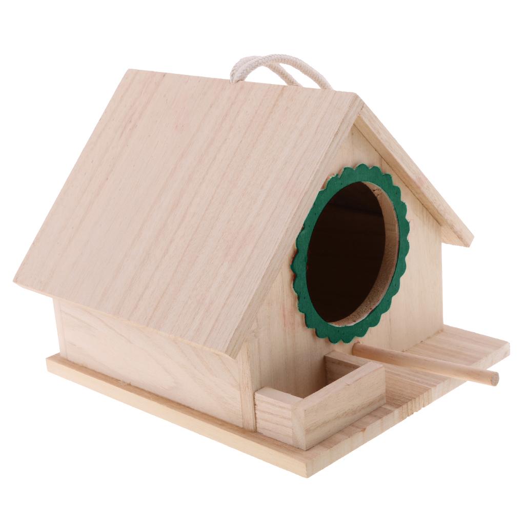 Natural Wooden Birdhouse， Small ing Birdhouse Outdoor， Garden Patio Decorative Bird House for Sparrow Hummingbird Finch Wren Swallows - Green