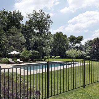 Barrette Outdoor Living Beechmont Heavy-Duty 2-12 in. x 2-12 in. x 5-78 ft. Black Aluminum Fence End Post 73009238