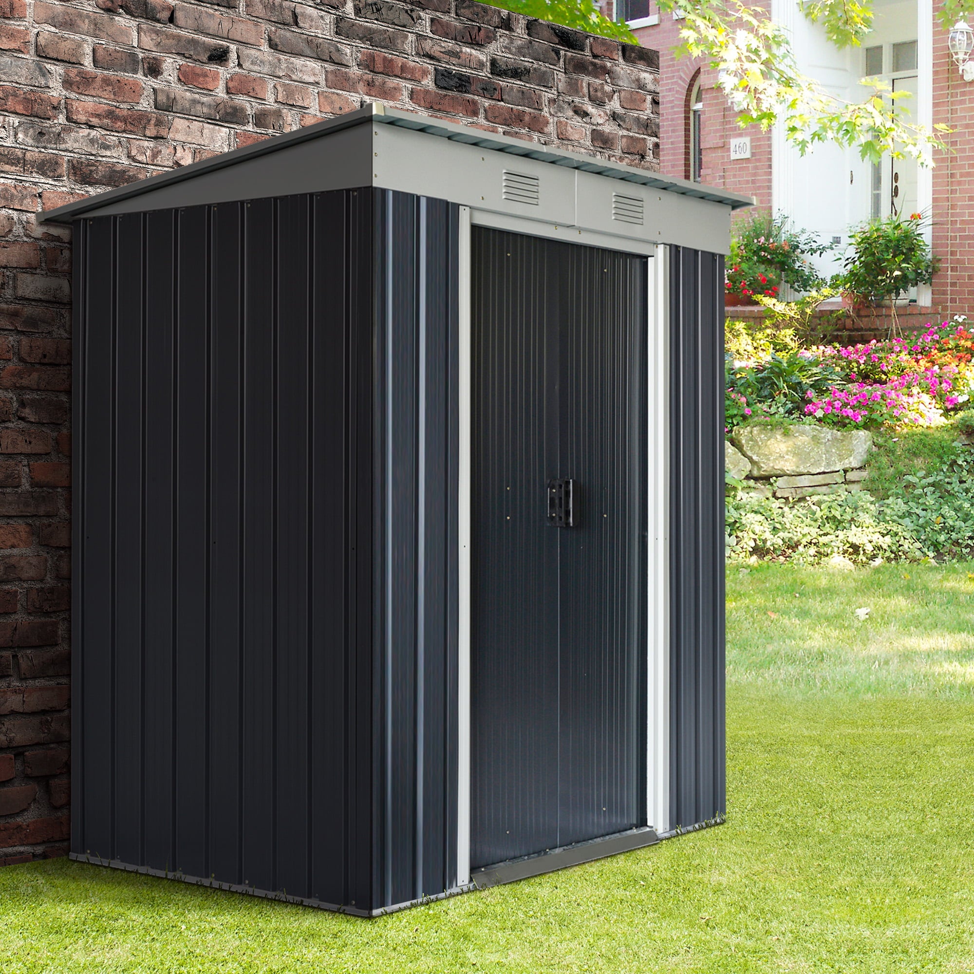 Outsunny 6' x 4' Backyard Garden Storage Shed w/ Locking Door