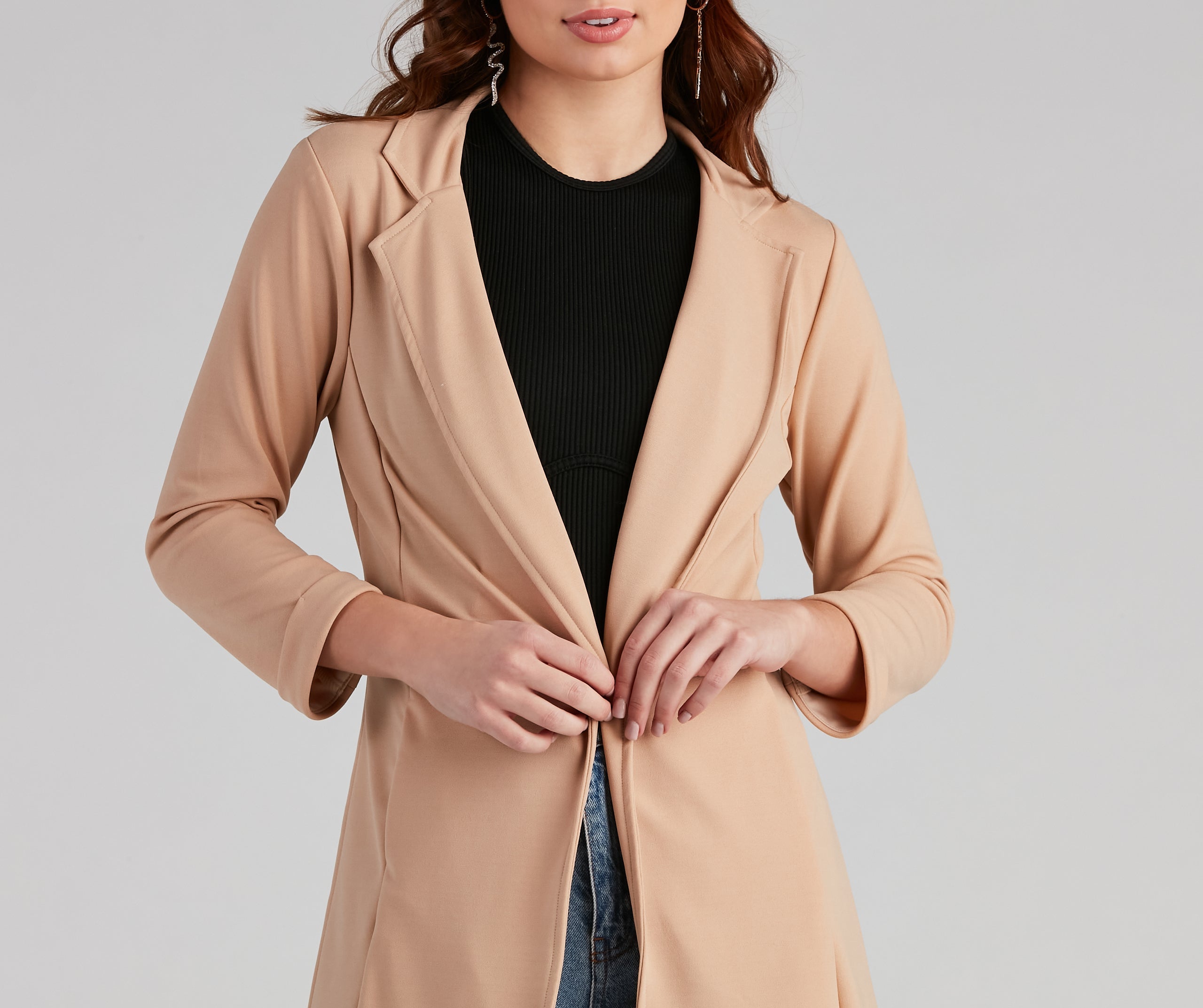 Boss Moves Crepe Long Line Blazer