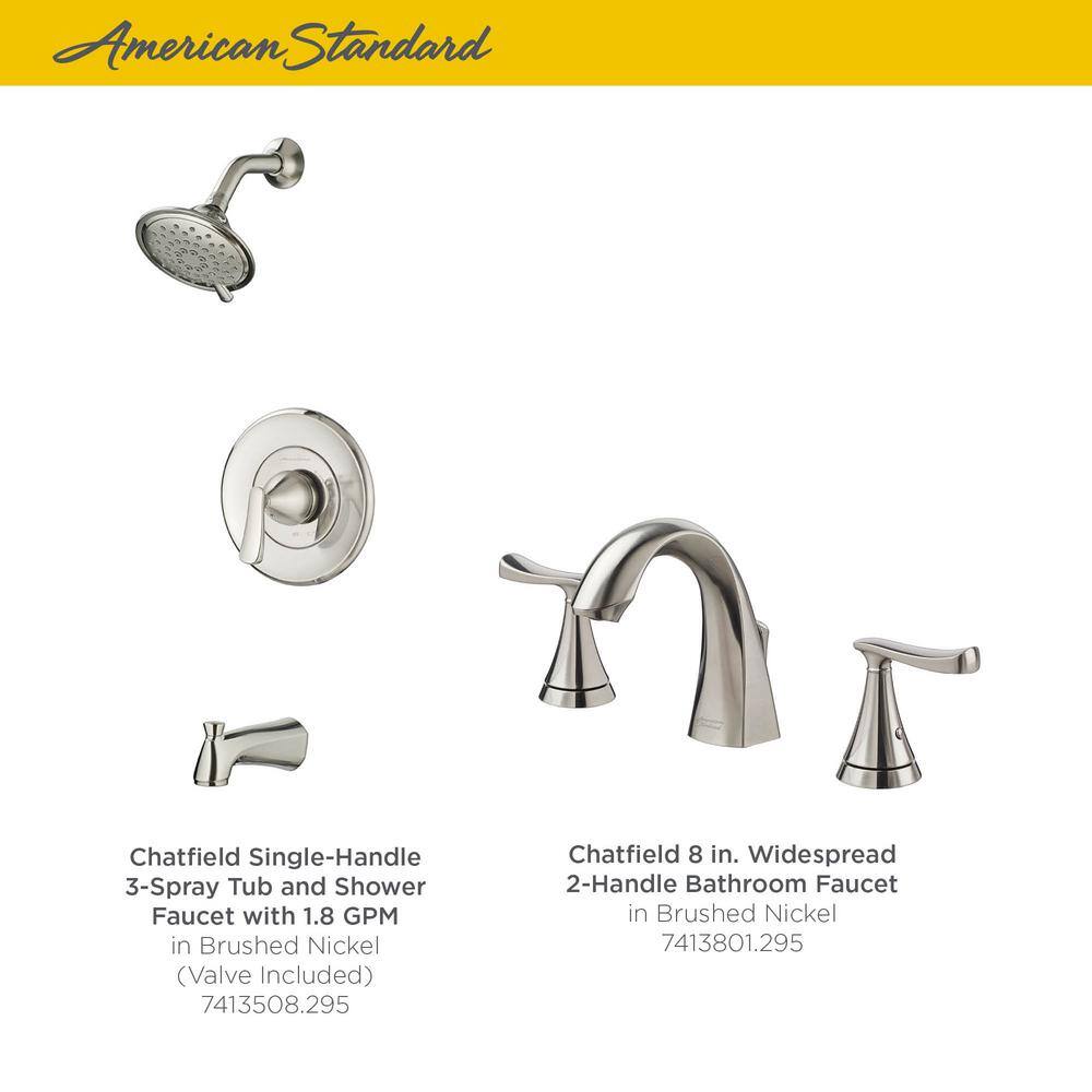 American Standard Chatfield Single-Handle 3-Spray Tub and Shower Faucet and 8 in. Bathroom Faucet Set in Brushed Nickel (Valve Included) CHATTS8WSBN BND