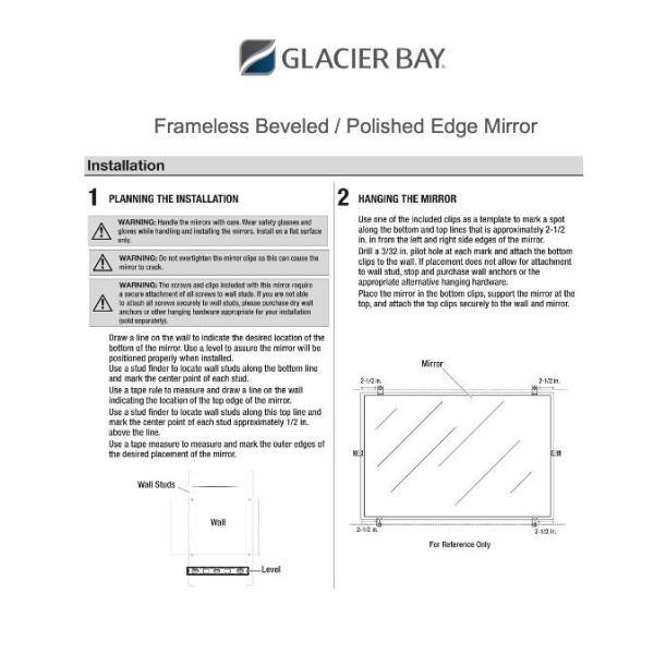 Glacier Bay 36 in. W x 60 in. H Frameless Rectangular Polished Edge Bath Mirror 81178