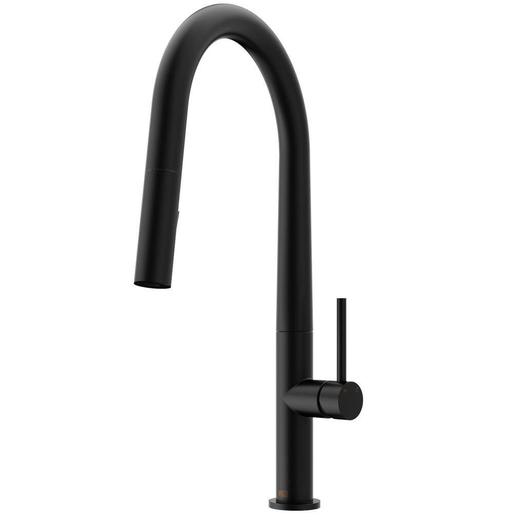 VIGO Greenwich Single Handle Pull-Down Sprayer Kitchen Faucet in Matte Black VG02029MB