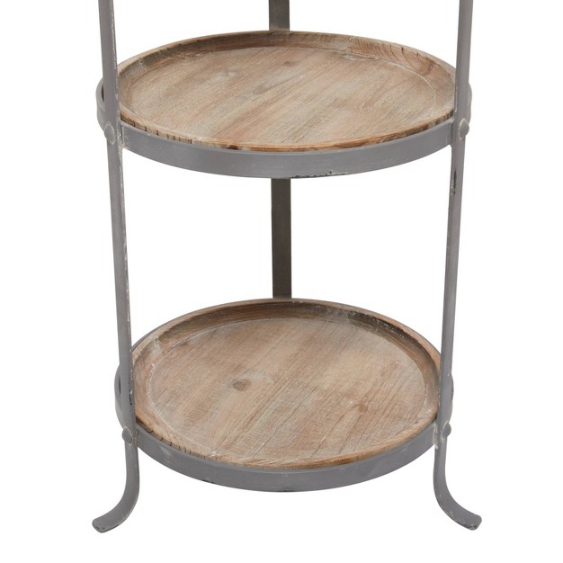 Industrial Metal Round Tiered Table Gray Olivia amp May