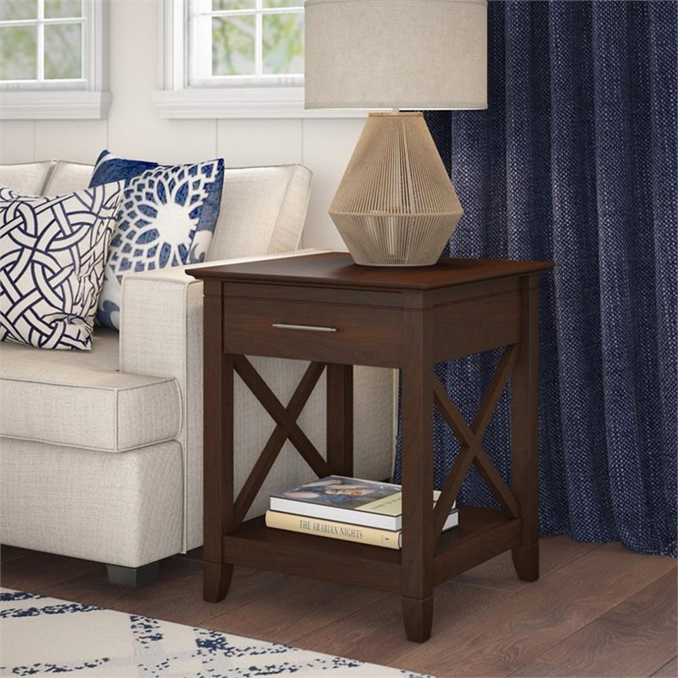 Key West End Table with Storage in Bing Cherry   Engineered Wood   Side Tables And End Tables   by Homesquare  Houzz