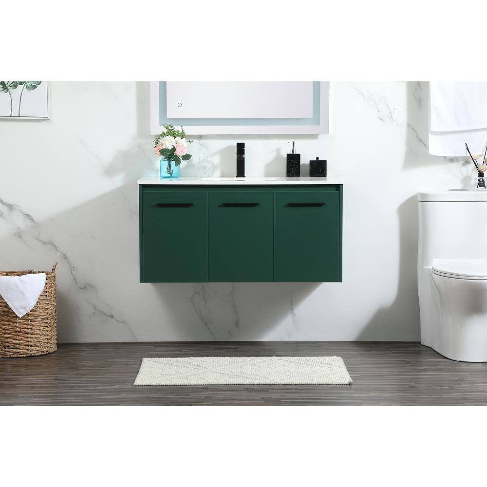 Simply Living 40 in. W x 18 in. D x 19.7 in. H Bath Vanity in Green with Ivory White Quartz Top SL133620MGN