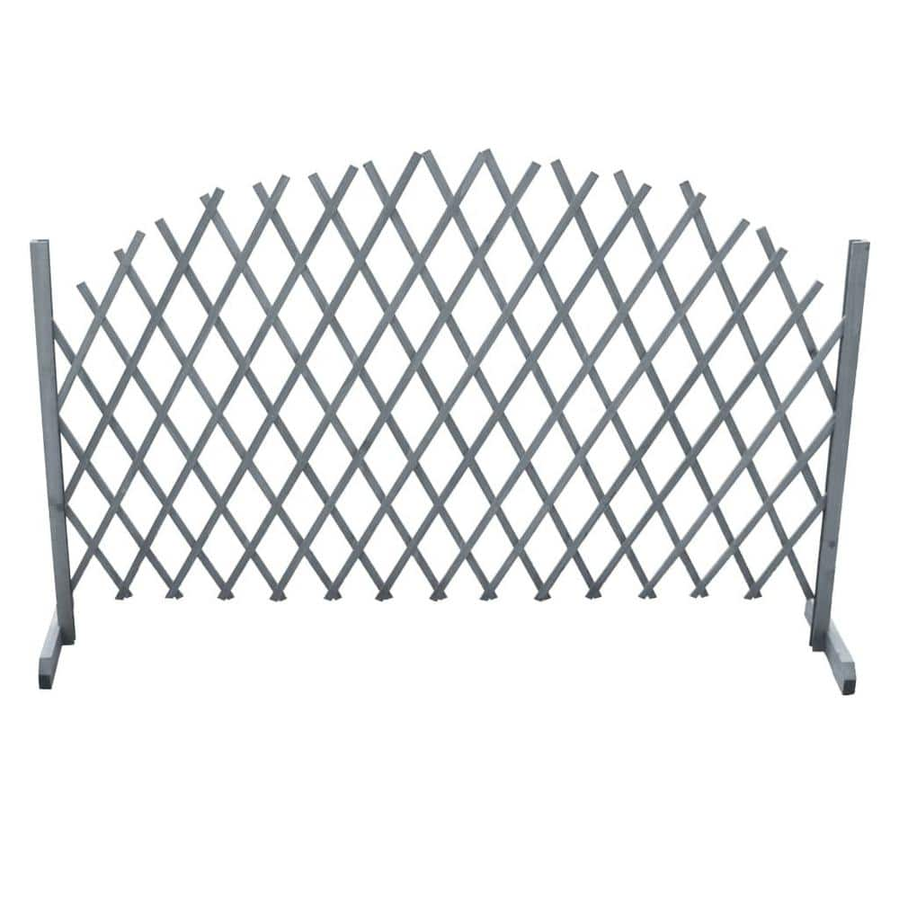 Movisa 39.4 in. Solid Fir Wood Garden Fence Gray Y-MVDOHMB8P