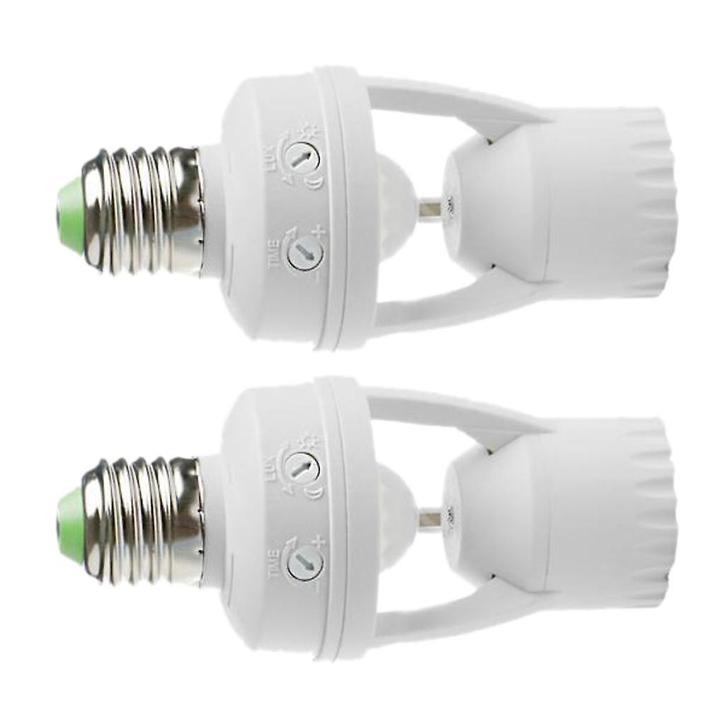 2 Piece Smart Automatic Led Light Bulb Socket Lamp Holders With Pir Infrared Motion Sensor ，e27 Screw Base Adapter