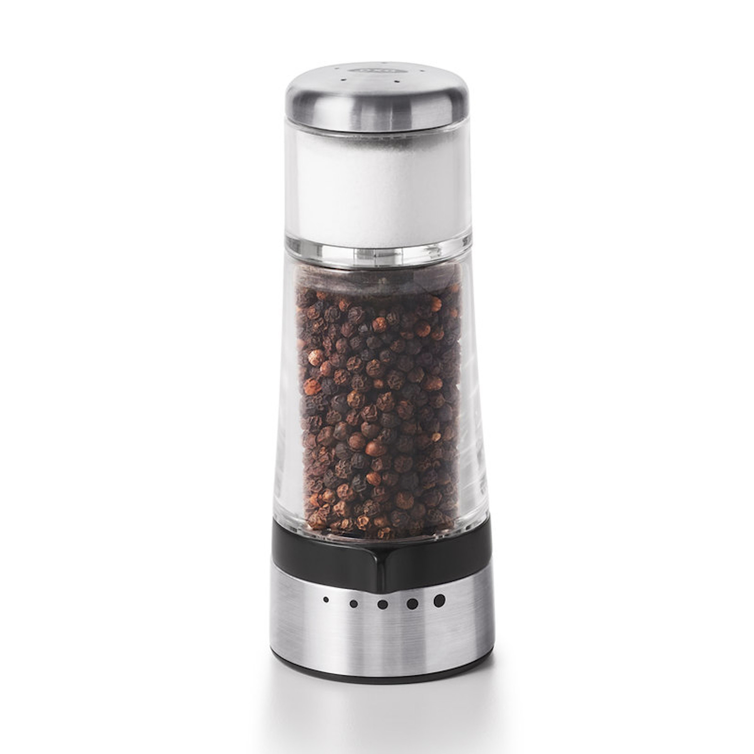 OXO Good Grips Clear/Silver Plastic/Stainless Steel 2-in-1 Salt and Pepper Grinder Shaker 4-3/4 oz