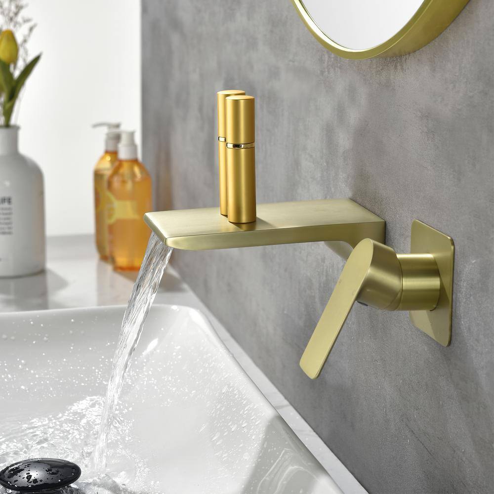 Nestfair Single-Handle Wall Mounted Bathroom Faucet in Brushed Gold SMD2410G