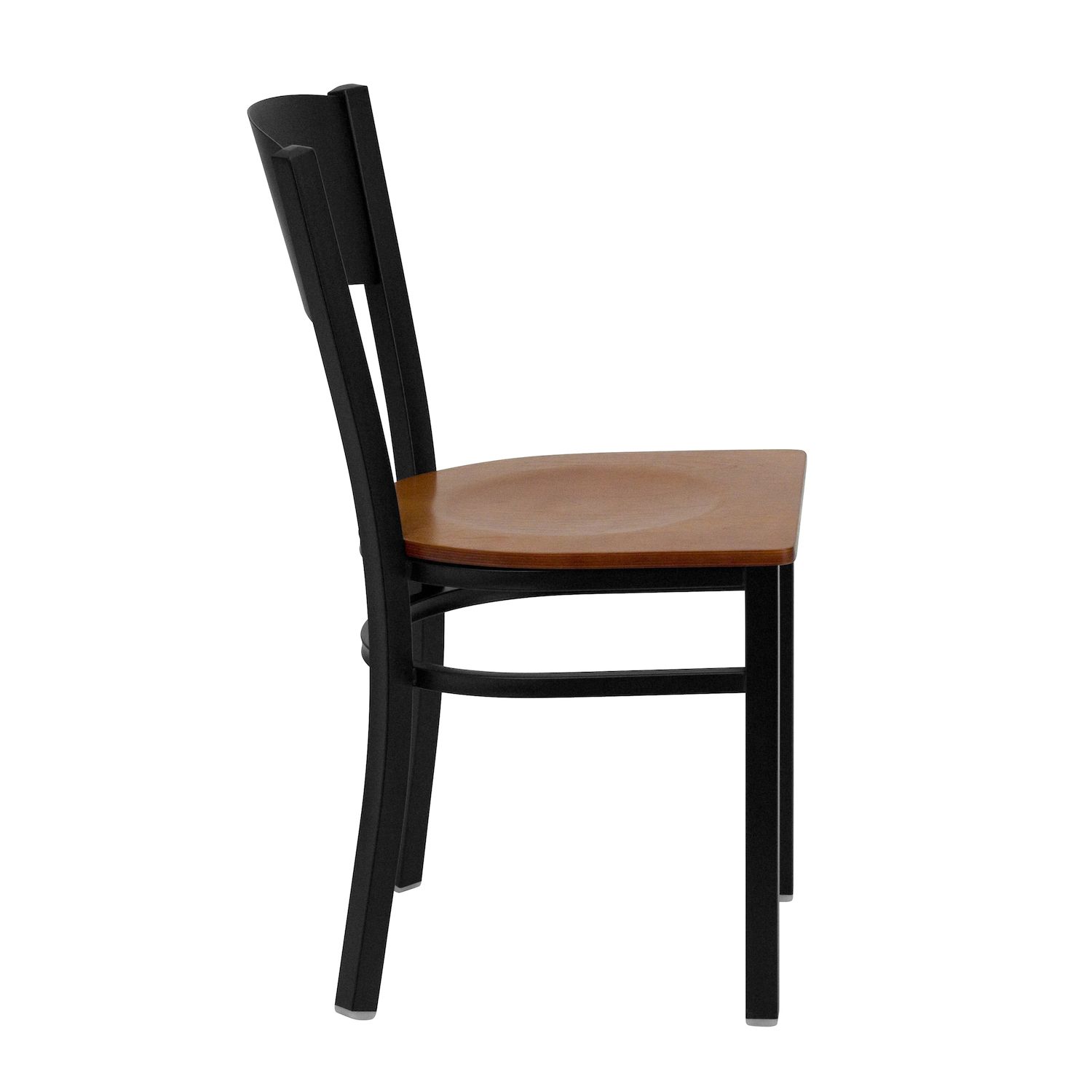 Emma and Oliver Black Circle Back Metal Restaurant Chair - Natural Wood Seat