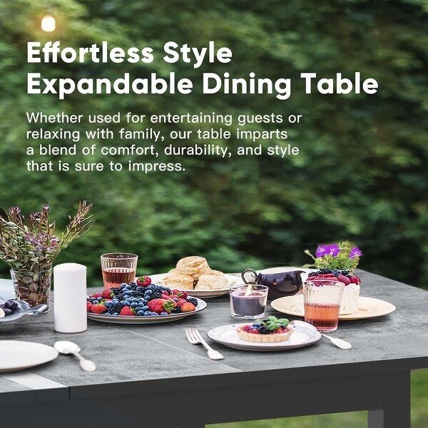 Extendable Aluminum Dining Table with Umbrella Hole