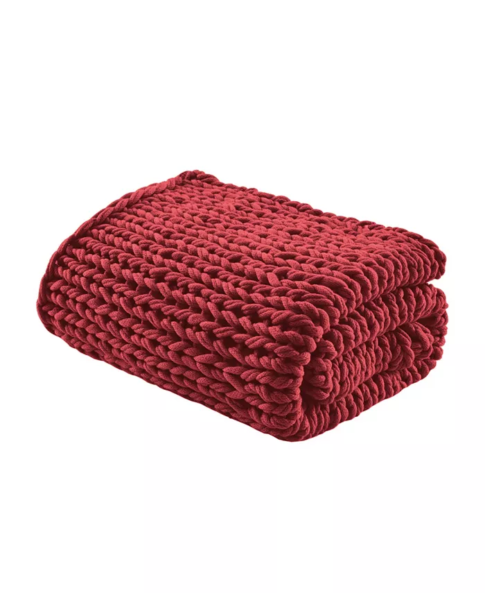 Madison Park Chunky-Knit Handmade Throw， 50