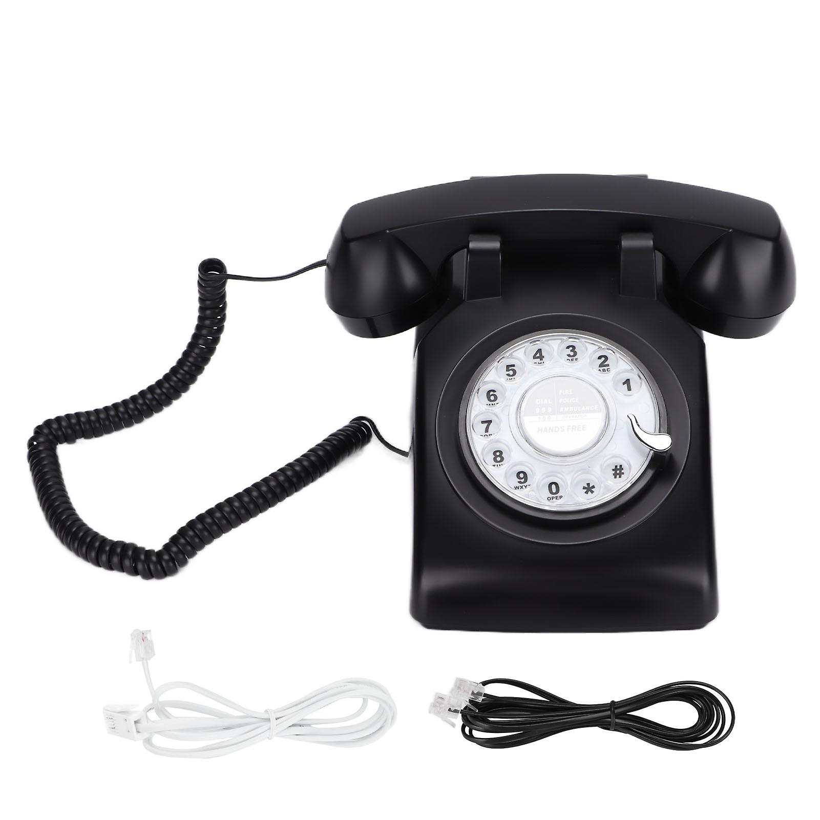 Retro Rotary Landline 60s Old Fashioned Classic Rotary Dial Wired Fixed Landline Telephoneblack