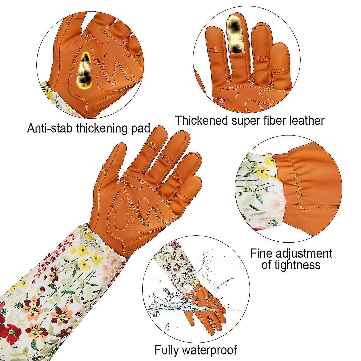 Long Garden Gloves For Women ， Garden Work Gloves With Long Sleeves， Wrap Your Arms Until The Elbow (orange)