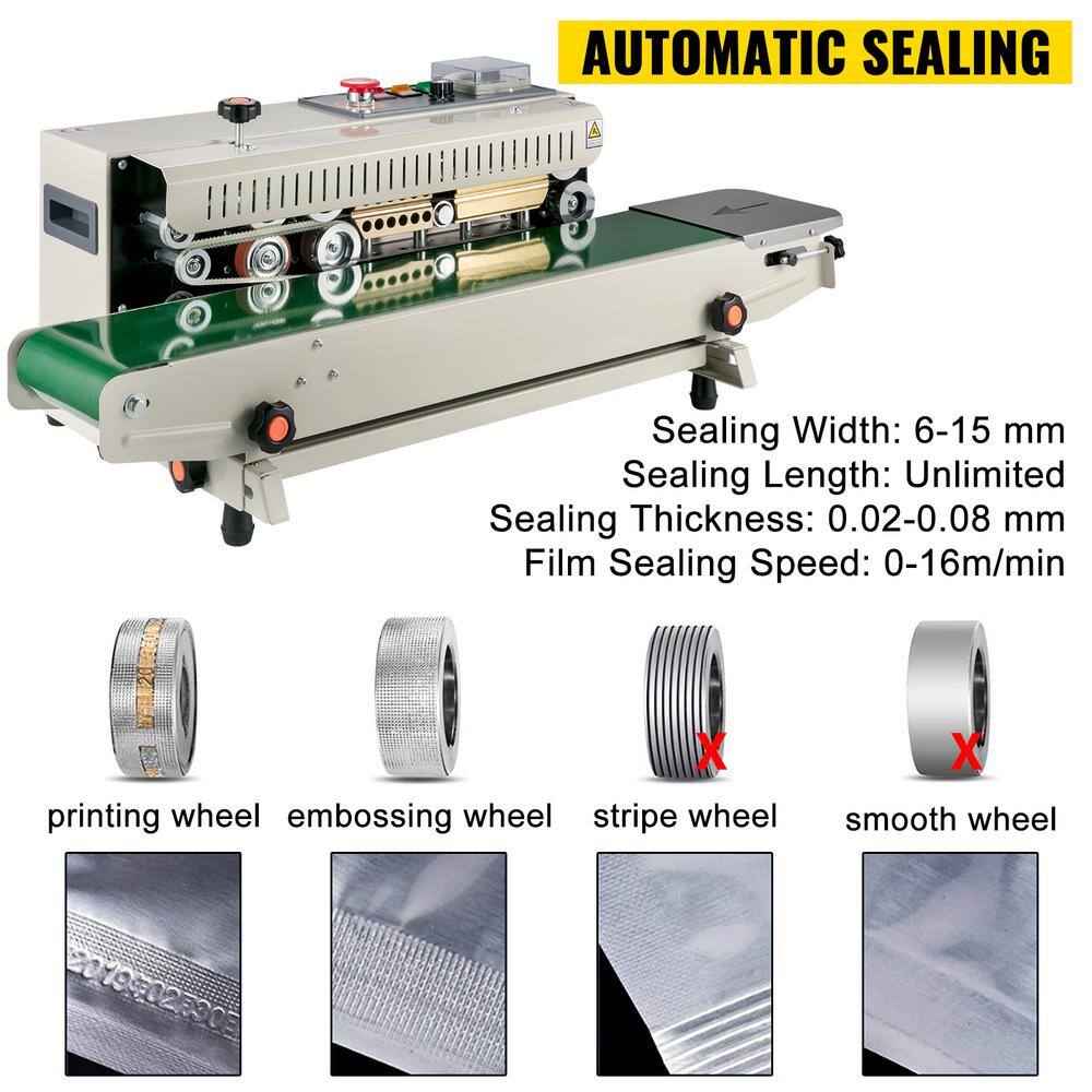 VEVOR Continuous Band Sealer Automatic Horizontal Continuous Sealing Machine with Digital Temperature Control for Bags Films FR-770WSBMFKJ0001V1