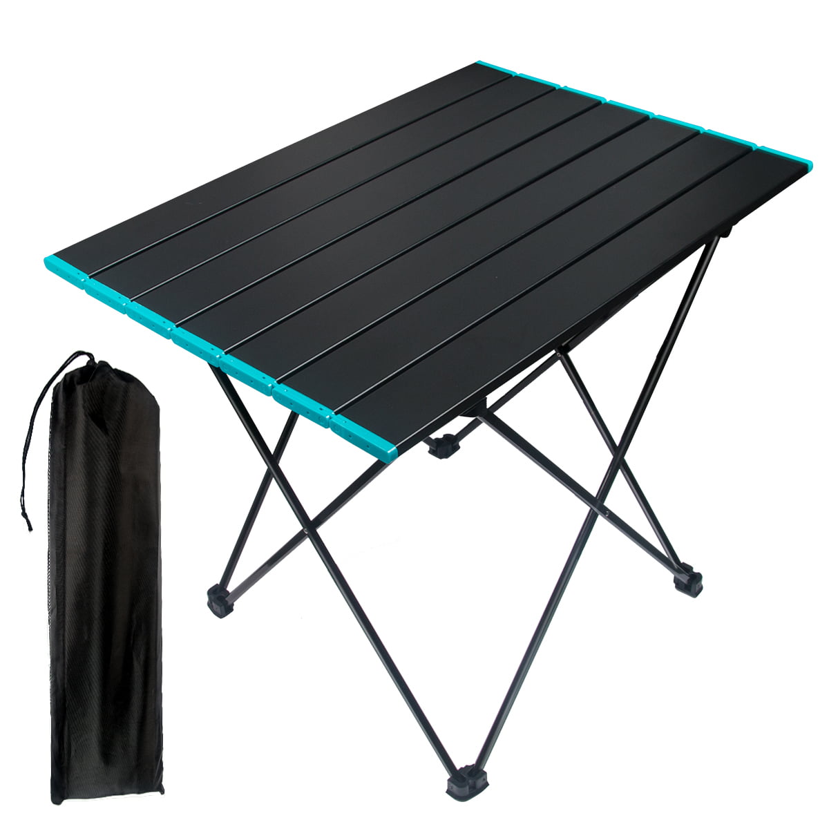 Portable Camping Side Table, Ultralight Aluminum Folding Beach Table with Carry Bag for Outdoor Cooking, Picnic, Camp, Boat, Travel(M-Size)