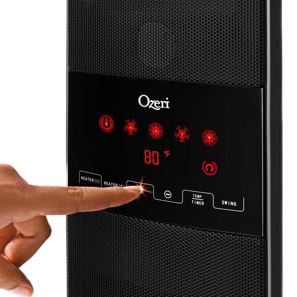 Ozeri OZH1 Dual Zone Oscillating Ceramic Heater with Adjustable Thermostat and Remote Control OZH1