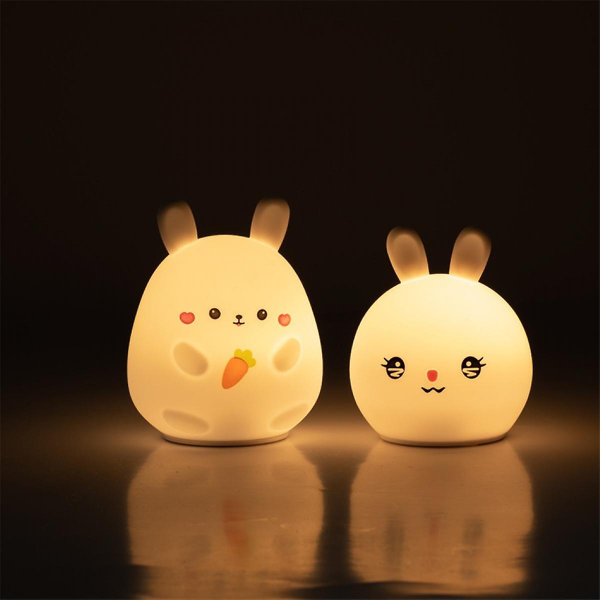 Cute Rabbit Kids Night Light Birthday Gift Night Light Portable Silicone Night Light(2pcs)