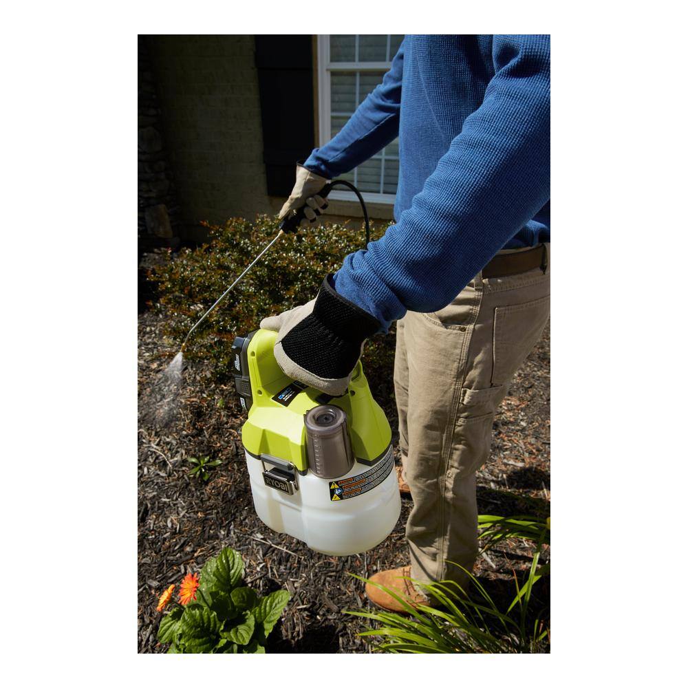 RYOBI ONE+ 18V Cordless Battery 1 Gal. Chemical Sprayer with Extra Accessory Tank 1.3 Ah Battery and Charger P2810-1GAL