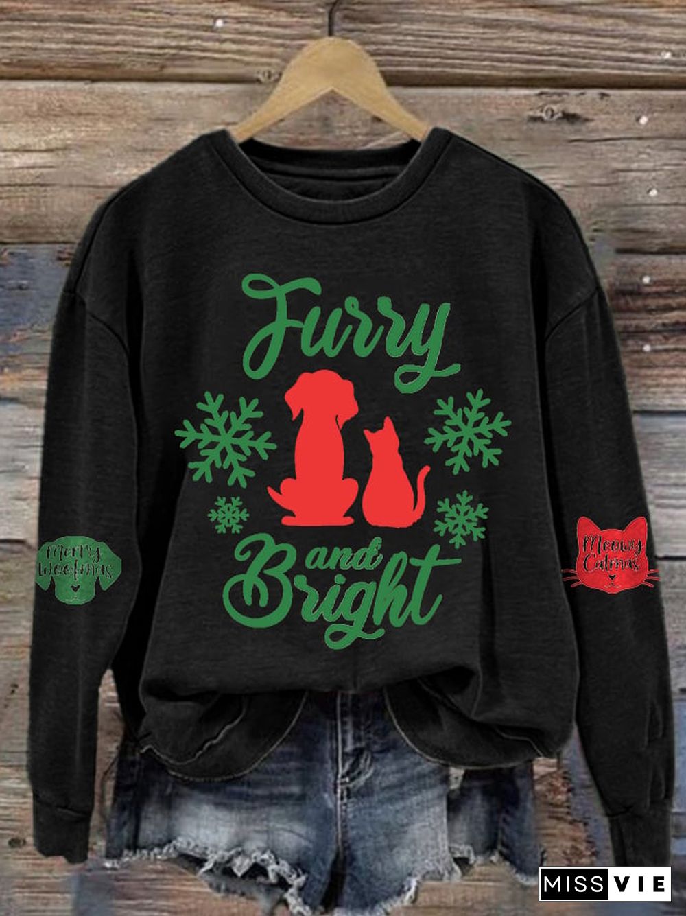 Women'S Christmas Fussy And Bright Long Sleeve Sweatshirt