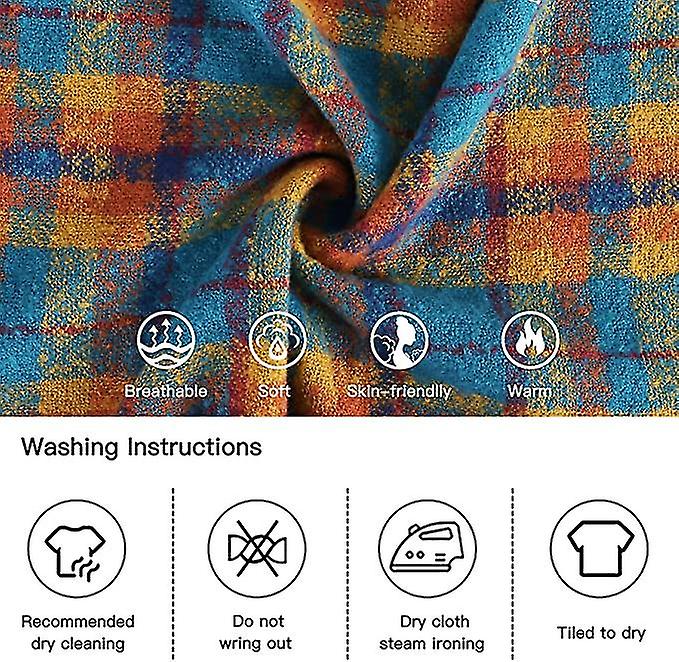 Women Tartan Scarf Winter Long Plaid Scarves Warm Check Wraps Pashmina Wool Shawls Blanket For Ladies Spinning Tassel Oversized Stole1pcsorange