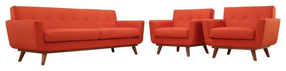 Giselle Atomic Red Armchairs and Sofa 3 Piece Set   Midcentury   Living Room Furniture Sets   by Love Sofa  Houzz