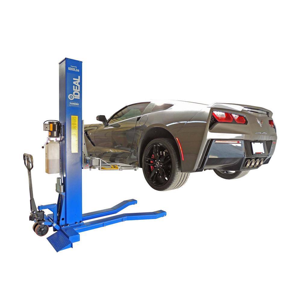 iDEAL Mobile Single Column Car Lift 6000 lbs. Capacity Heavy Duty Model With Stackable Extensions included MSC-6KLP