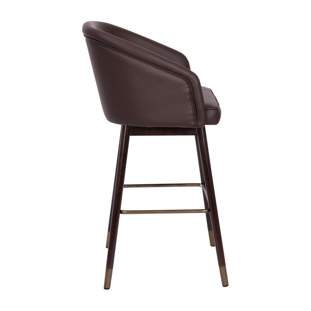 Upholstered Bar Stool with Wooden Legs