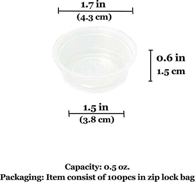 SunGrow Reptile Water Dish and Food Bowl， Lizard and Gecko Feeding Ledge Cups， 0.5-oz， 100 count