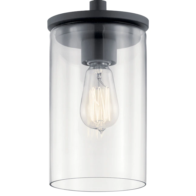 Kichler 43996BK Crosby Black Modern/Contemporary Clear Glass Cylinder Mini Pendant Light