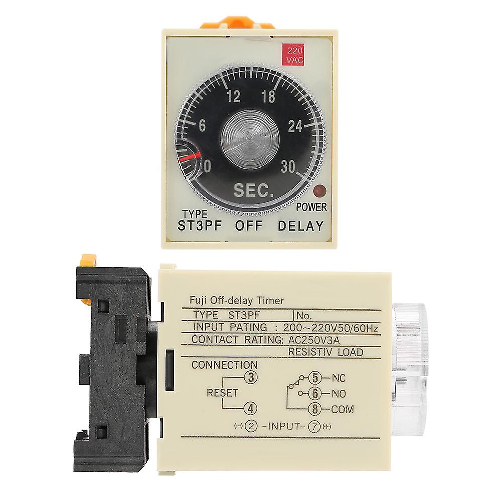 0-30s Power Off Delay Timer Relay Knob Control Time Relay With Base Ac 220v St3pf