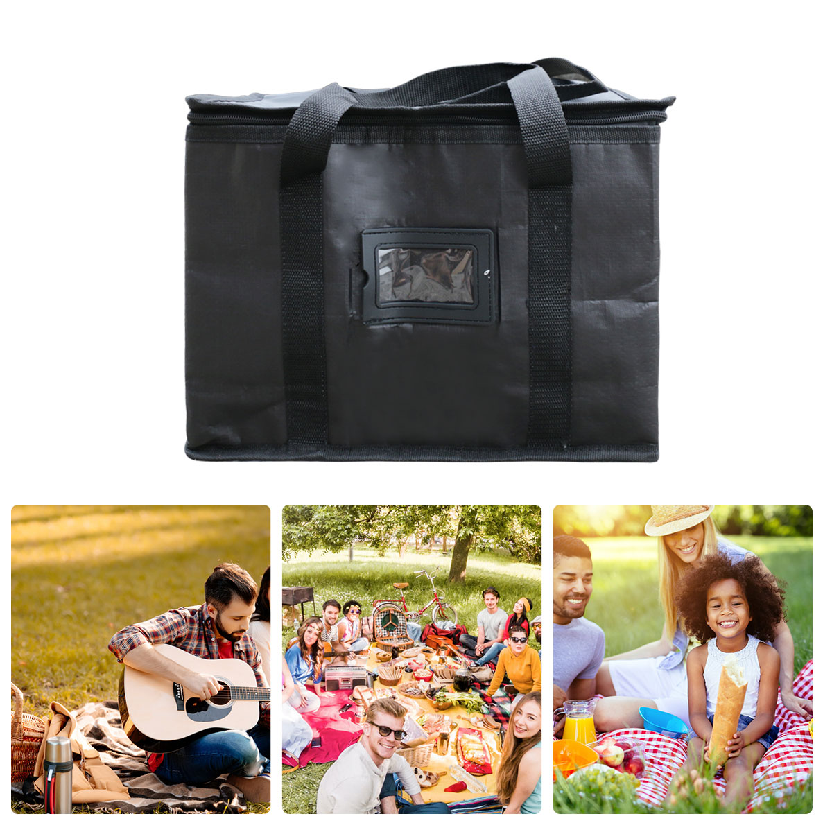 16L Insulated Grocery Bag Extra Large Waterproof for Hot Cold Food， Picnic， Grocery Food Delivery