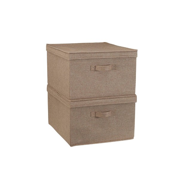 Household Essentials Set Of 2 Jumbo Storage Boxes With Lids Latte Linen