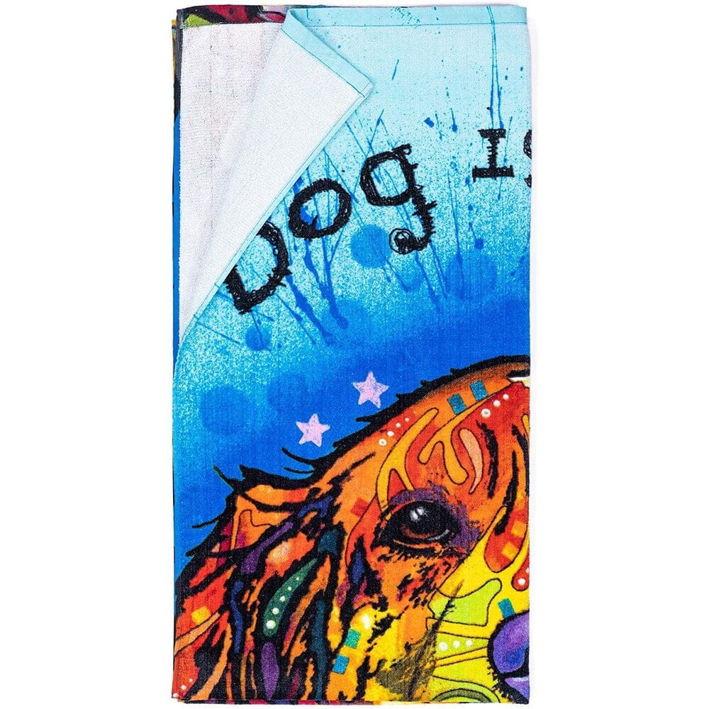 Dog is Love Super Soft Plush Cotton Beach Bath Pool Towel by Dean Russo