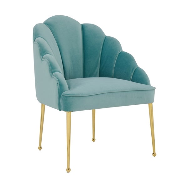 Silver Orchid Zelenka Sea Blue Velvet Chair